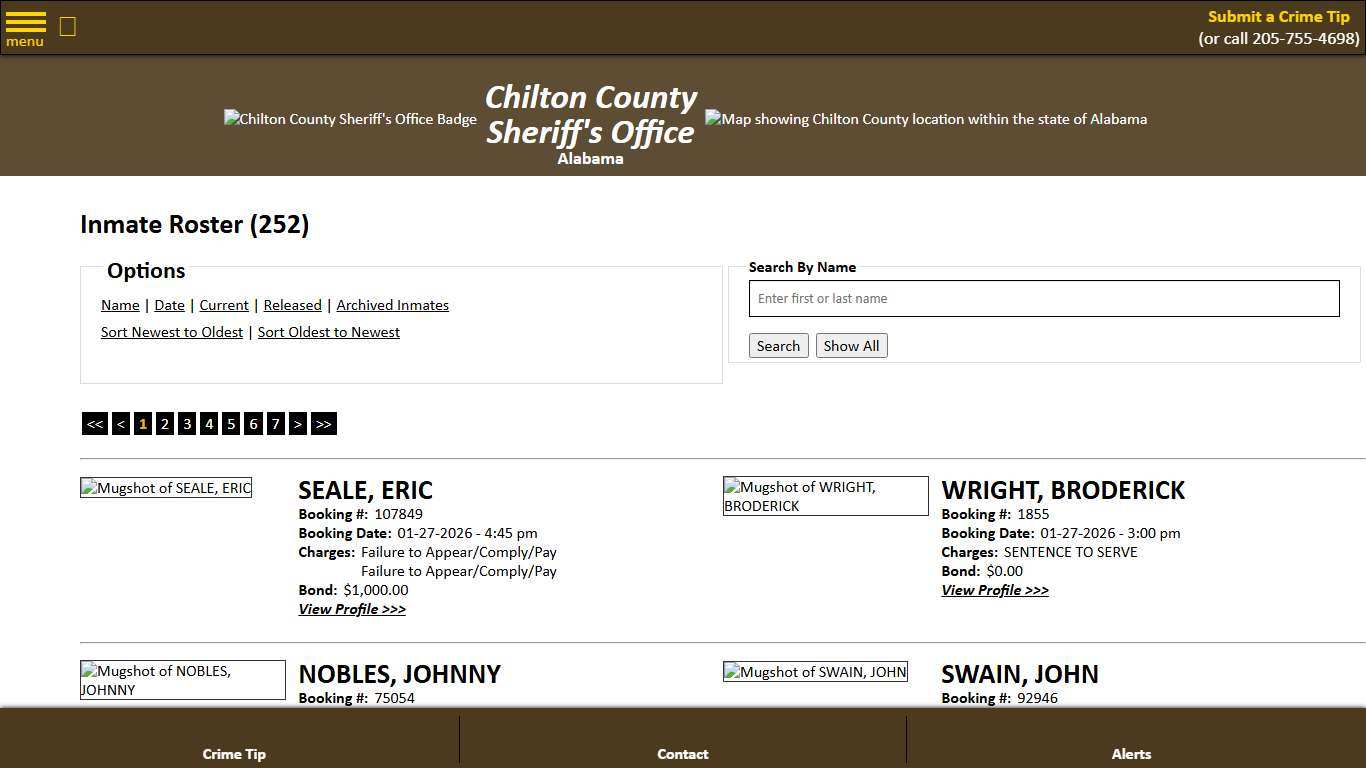 Inmate Roster - Current Inmates Booking Date Descending - Chilton County Sheriff's Office