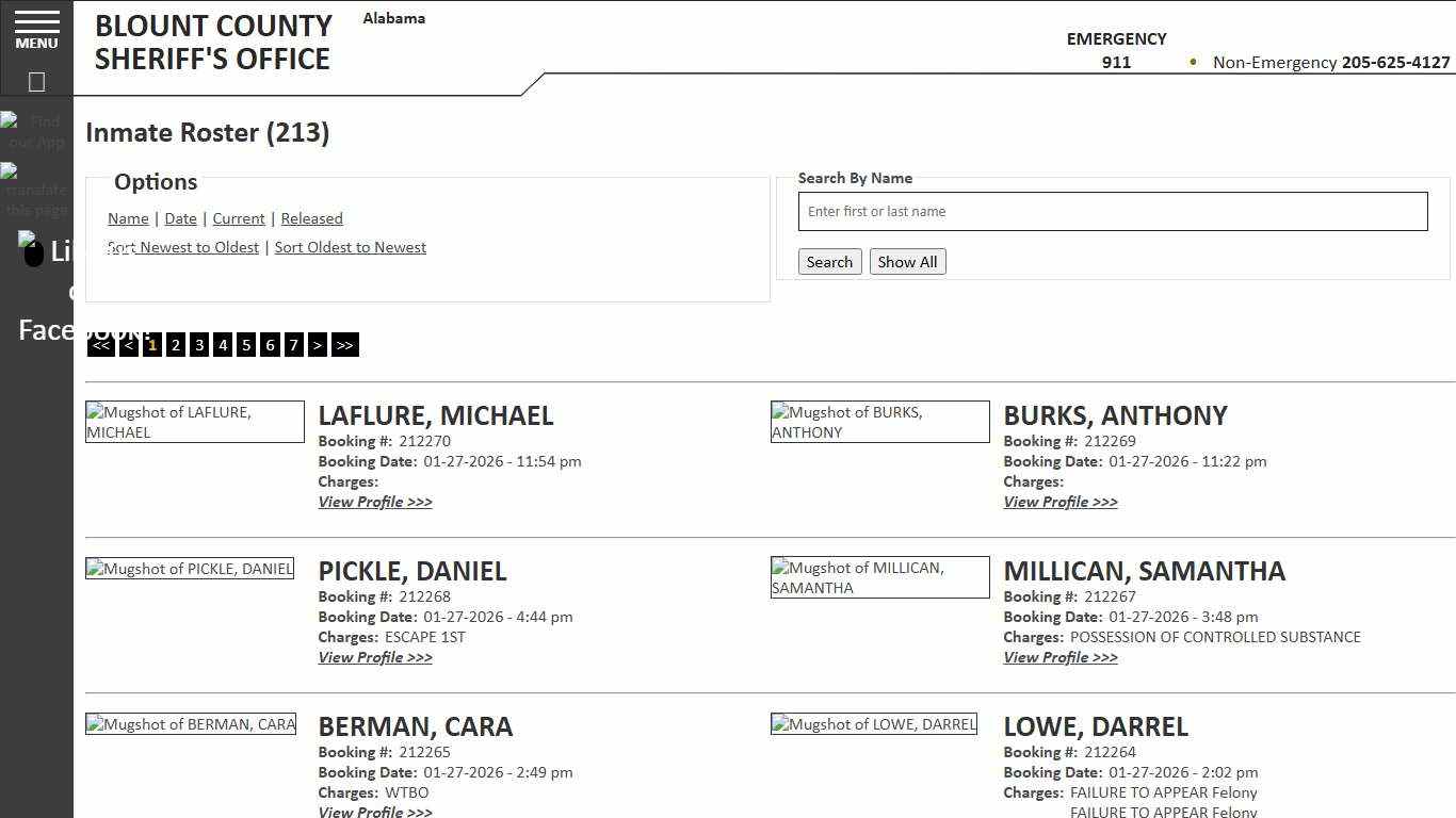 Inmate Roster - Current Inmates Booking Date Descending - Blount County Sheriff AL